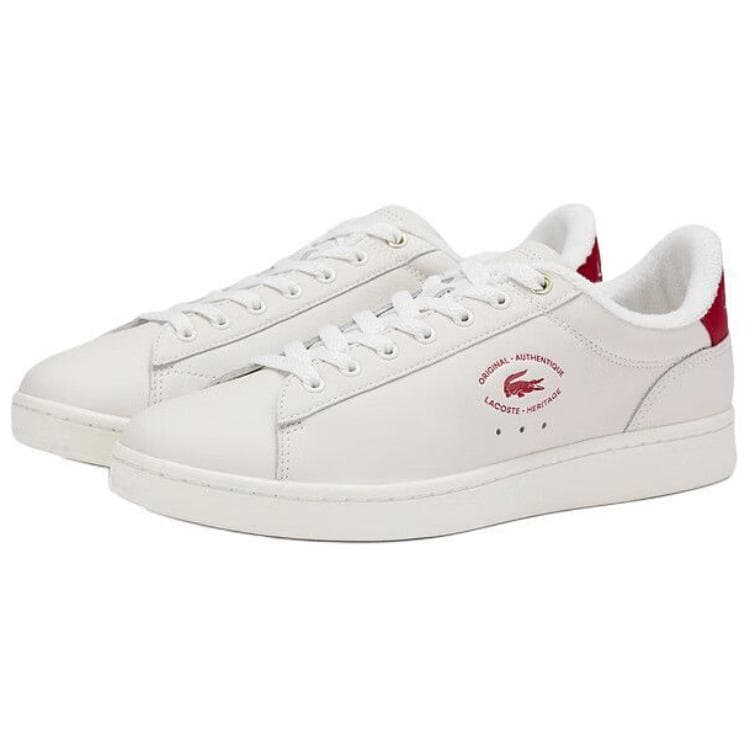 Кроссовки LACOSTE Коровья кожа Низкие кроссовки для скейтбординга Мужские Экрю - изображение 3