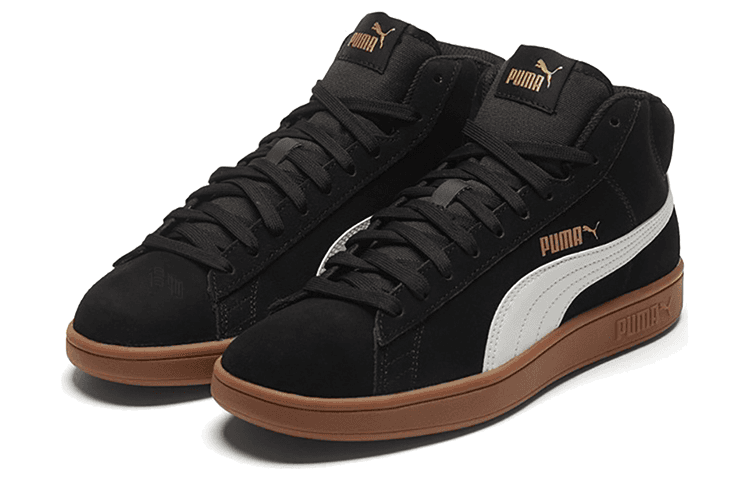 Кроссовки PUMA Smash V2 Mid Black White Brown - изображение 3
