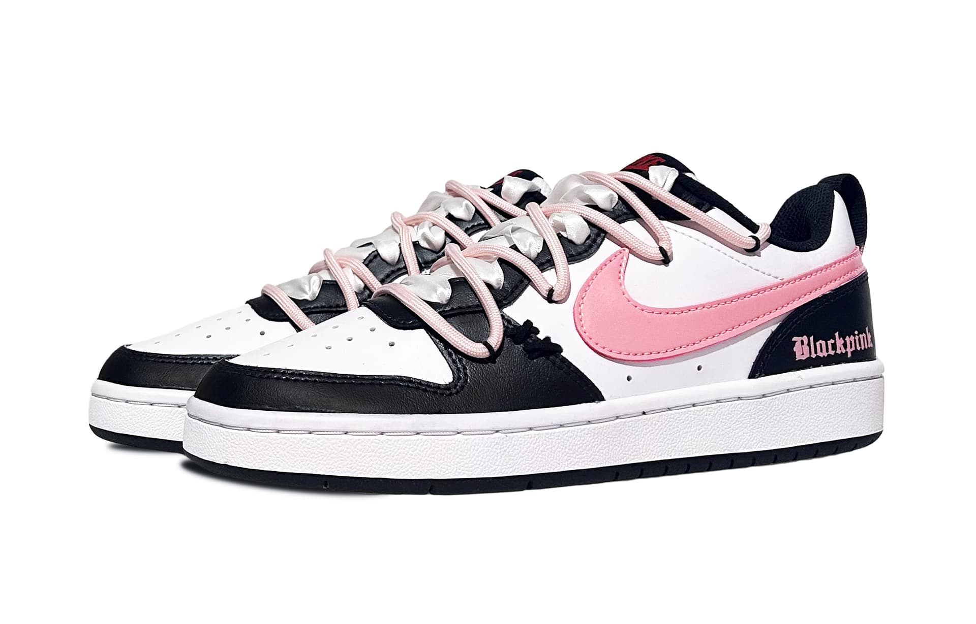 Кроссовки Nike Court Borough Low 2 GS Black White Pink - изображение 3