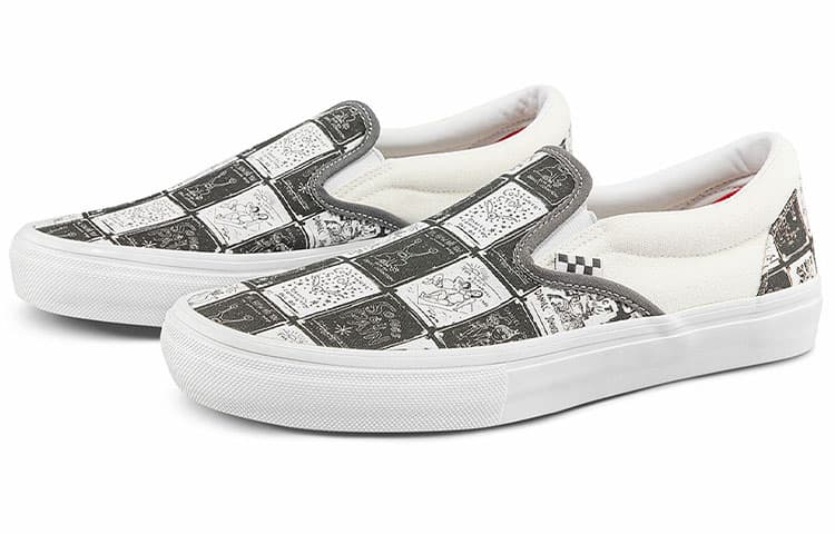 Кроссовки Vans Slip-On Grey White Checkerboard - изображение 2