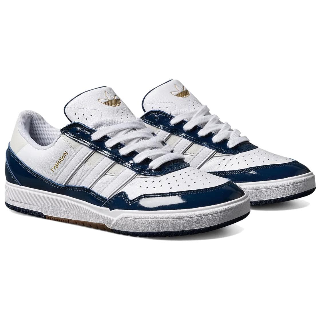 Кроссовки Adidas Originals Tyshawn Устойчивые к истиранию Низкие Кроссовки для скейтбординга Мужские Белые и Синие - изображение 3