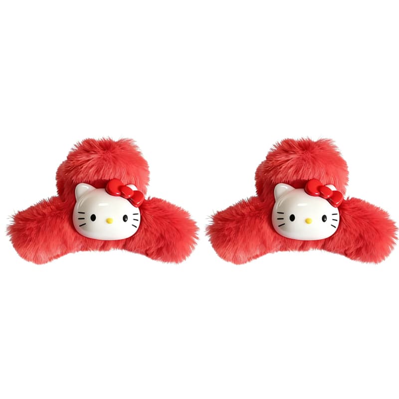 Заколка Sanrio Хелло Китти Заколка для волос Плюшевый Акрил Женский Маленький Большой Заколка-краб - изображение 3