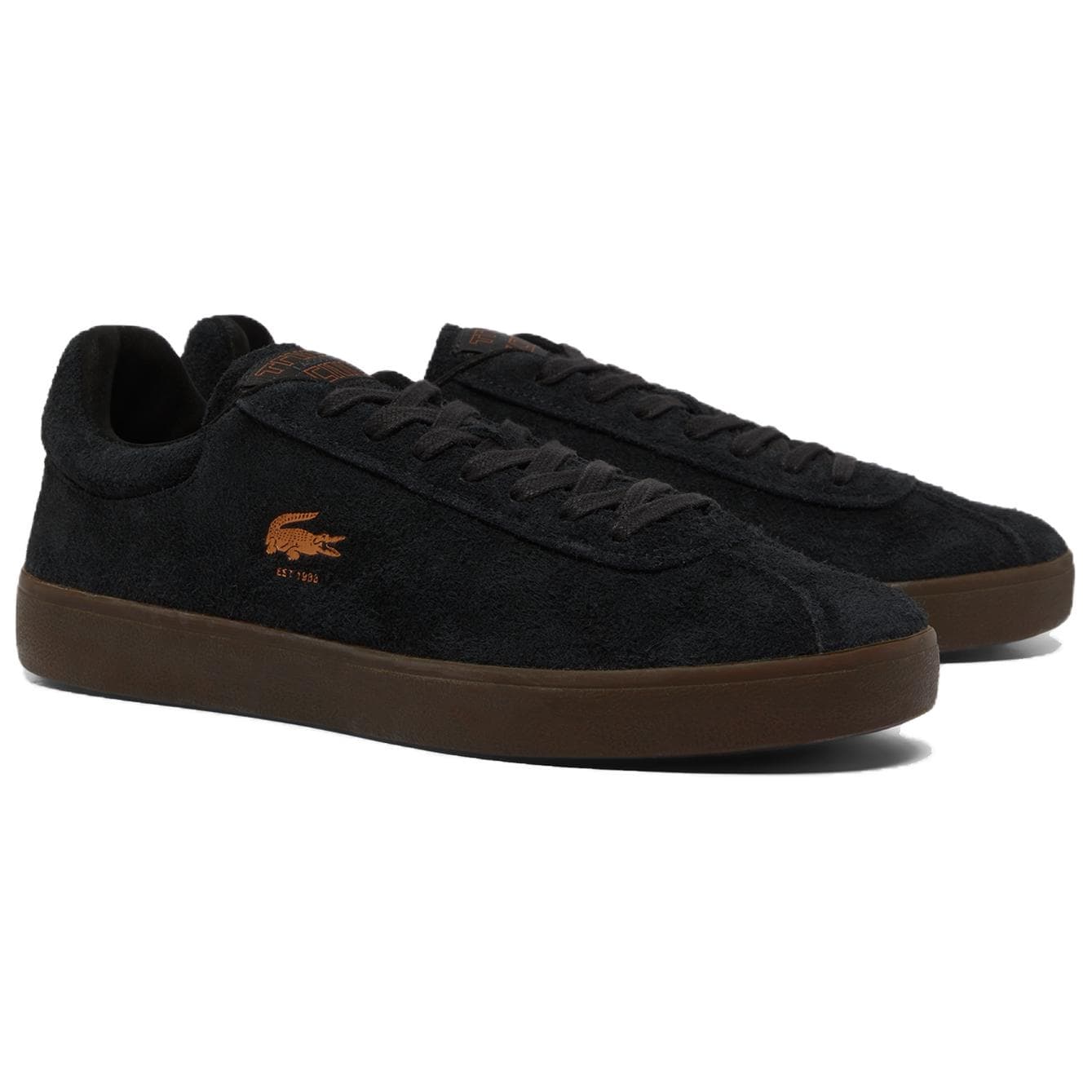 Кроссовки LACOSTE BASESHOT Искусственная замша Противоскользящие низкие кроссовки для скейтбординга Мужские Черные - изображение 2