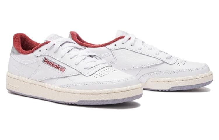 Кроссовки Reebok CLUB C 85 Устойчивая к истиранию Низкая Скейтборд Обувь Женская Белая Красная - изображение 2