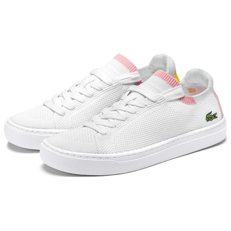 Кроссовки lacoste Ткань Дышащий Low Топ Скейтборд Обувь Women's White Розовый - изображение 3