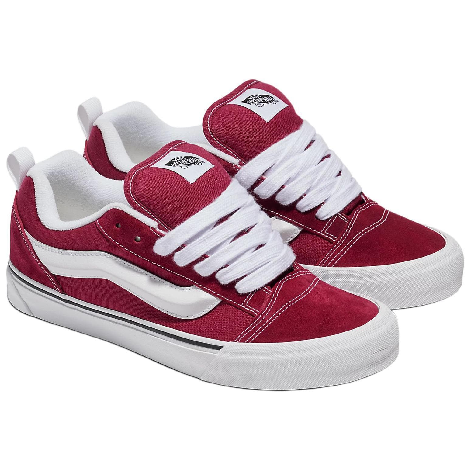 Кроссовки Vans Knu Skool Холст Замша Низкие Кеды для Скейтбординга Унисекс Красный Белый - изображение 2