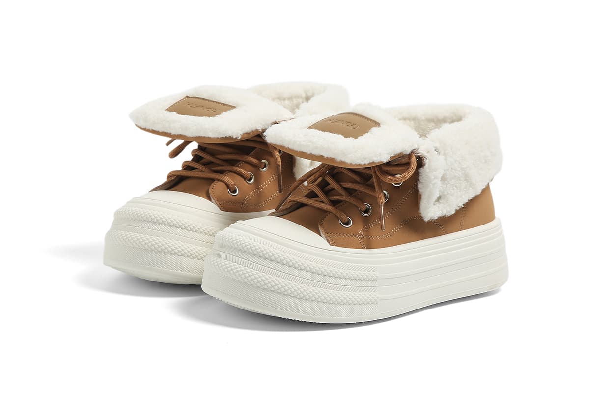 Кроссовки HUANQIU Flip-открытие Artificial Suede Обувь Термический Высота Увеличение Легкий MID Скейтбординг Кроссовки Женские - изображение 4