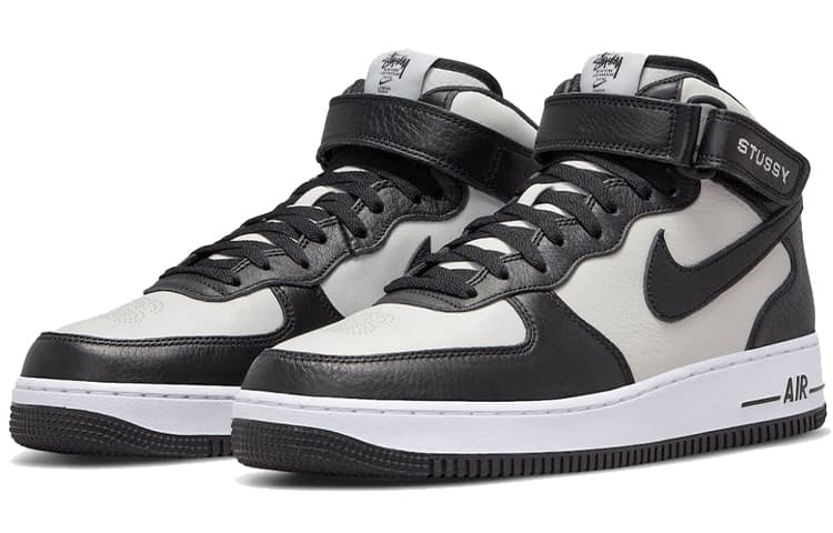 Кроссовки Stussy x Nike Air Force 1 '07 Mid SP Black White — фото 3