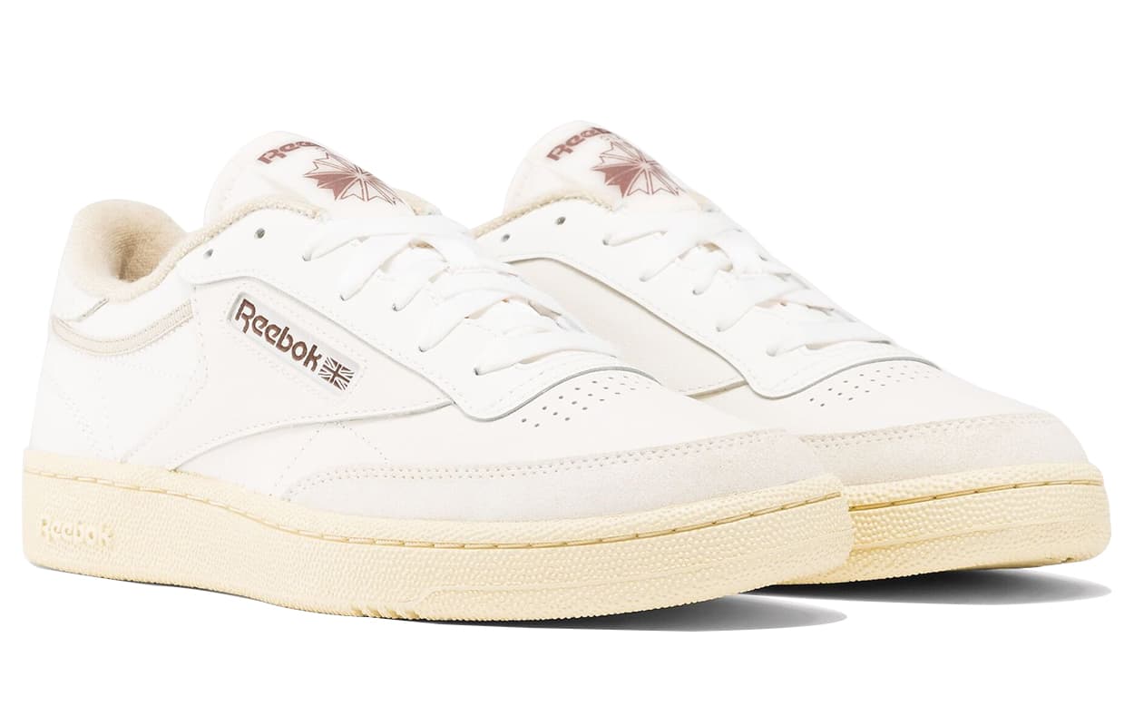Кроссовки Reebok CLUB C 85 Устойчивая к истиранию Легкая Износостойкая и Низкий Верх Скейтборд Обувь Унисекс Экрю - изображение 2