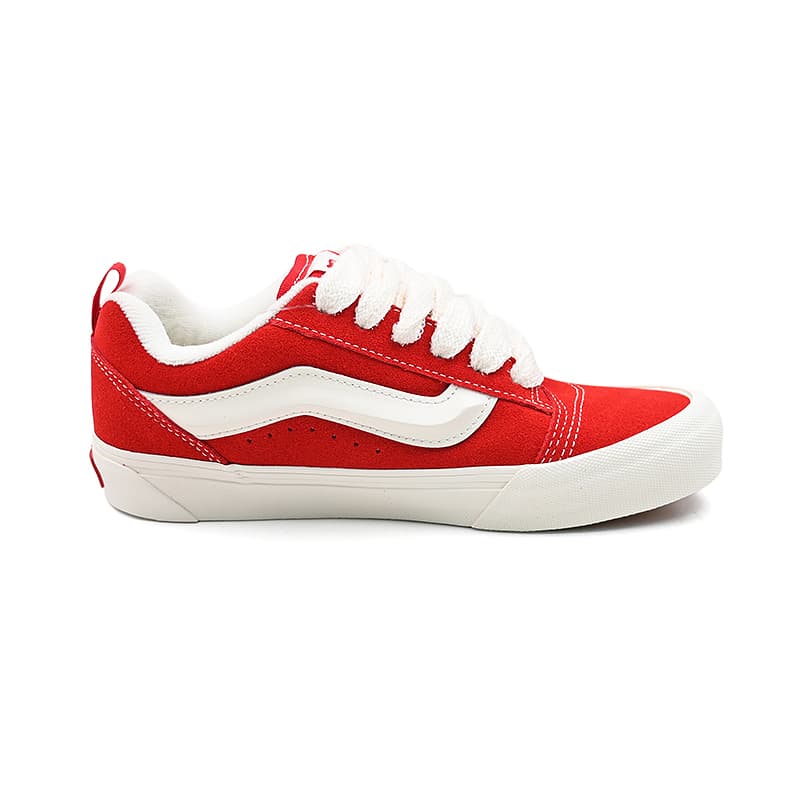 Кроссовки Vans Knu Skool Текстиль Спилок коровьей кожи Устойчивый к истиранию Низкий верх Скейтборд обувь Унисекс Красный - изображение 2