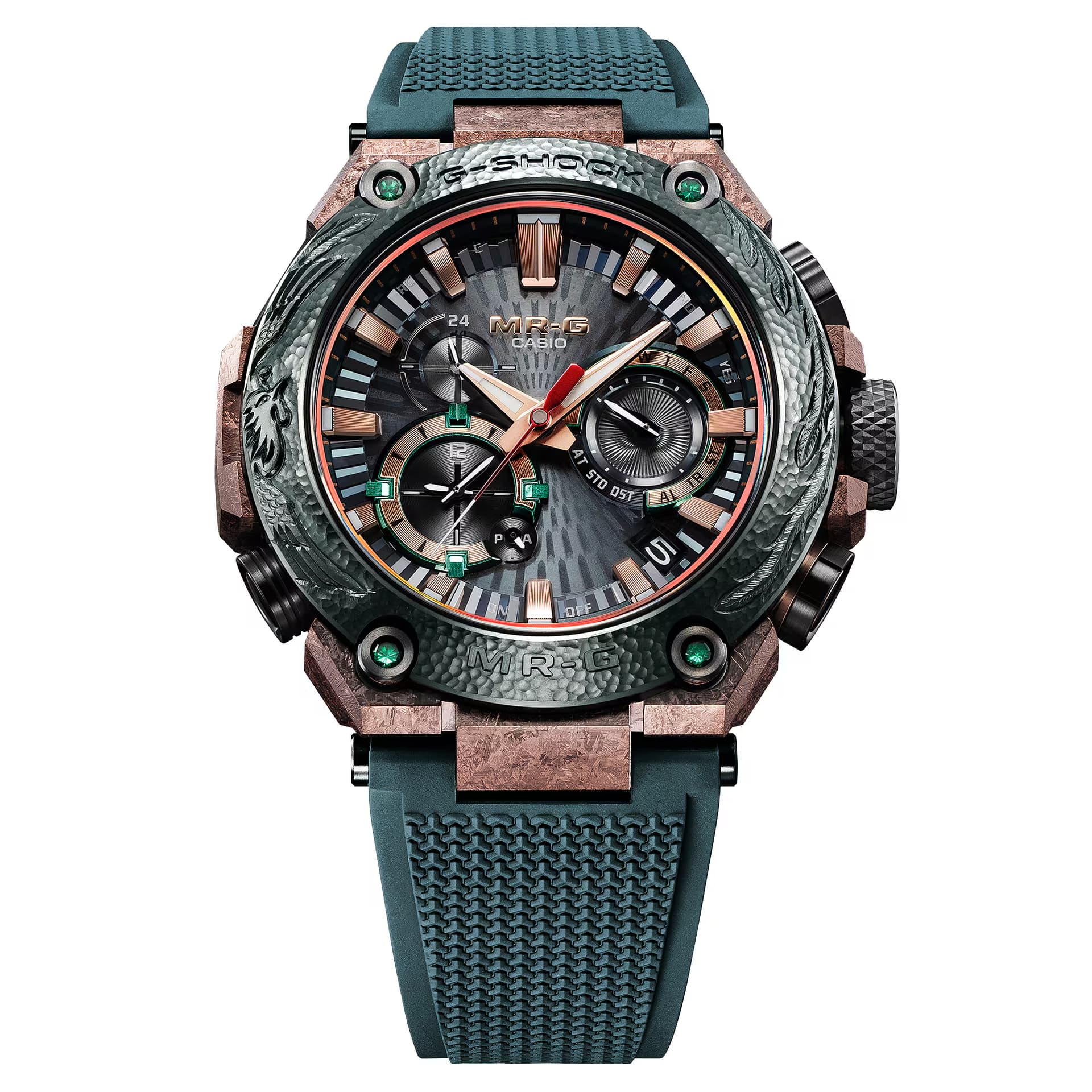 Часы Коллекция Casio MRG B2000 Мужские часы с солнечным кварцевым механизмом ремешок из резины шнуровка серый циферблат - изображение 2