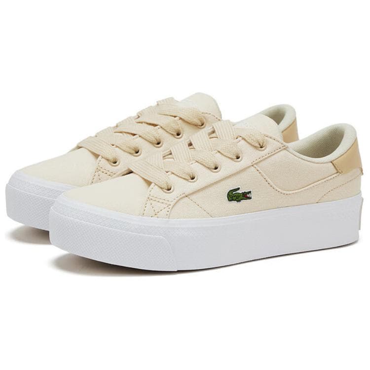 Кроссовки LACOSTE Ткань MID Скейтборд Обувь Женская Экрю - изображение 3