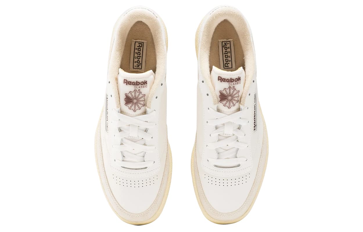 Кроссовки Reebok CLUB C 85 Устойчивая к истиранию Легкая Износостойкая и Низкий Верх Скейтборд Обувь Унисекс Экрю - изображение 4