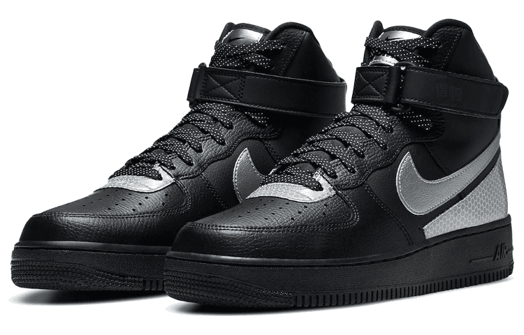 Кроссовки Nike Air Force 1 07 LV8 3M High Silver Black — фото 2