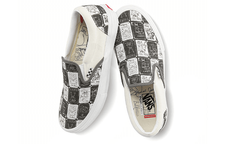Кроссовки Vans Slip-On Grey White Checkerboard - изображение 4