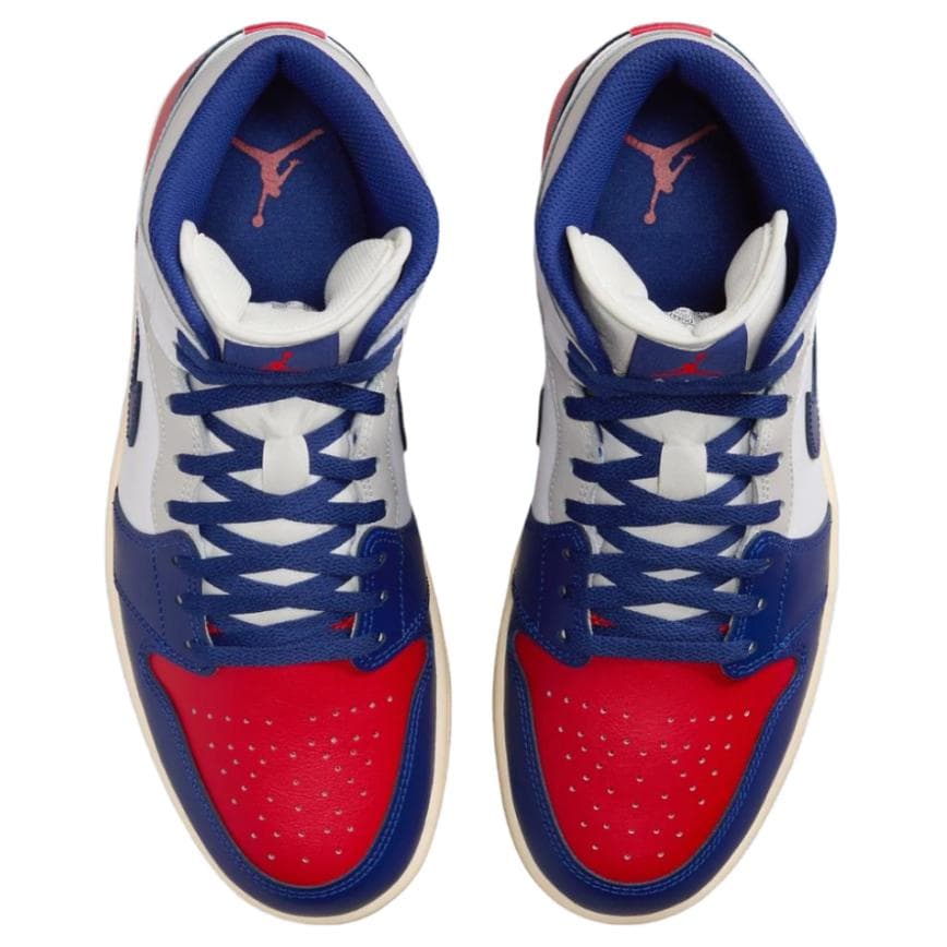 Ретро баскетбольные кроссовки Jordan Air Jordan 1 MID Топ Винтажные Баскетбольные Кроссовки Унисекс Синий Белый - изображение 4