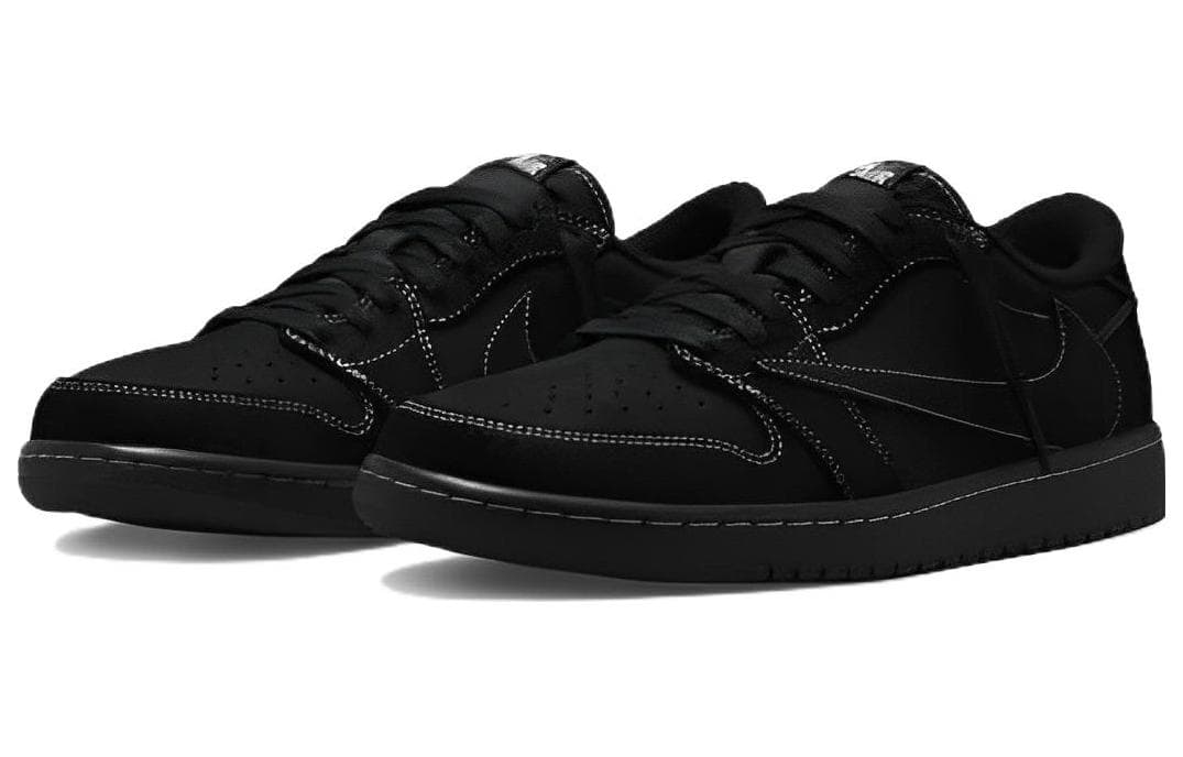 Ретро баскетбольные кроссовки Travis Scott x Air Jordan 1 Low OG "Black/Phantom" - изображение 3