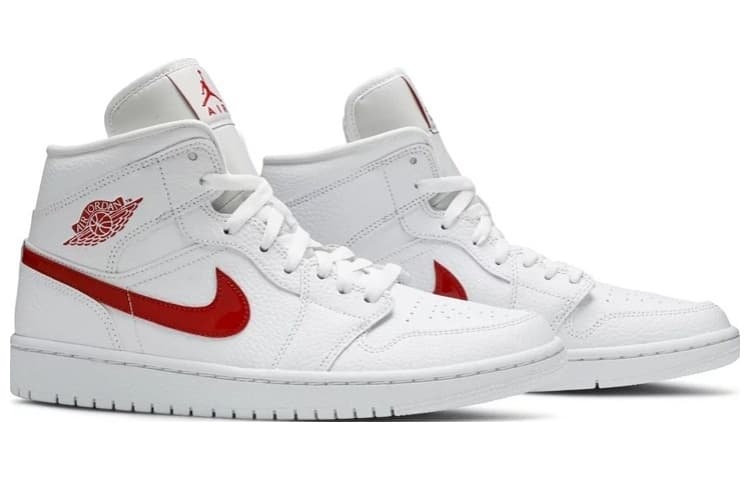 Ретро баскетбольные кроссовки Jordan Air Jordan 1 Mid White University Red — фото 3