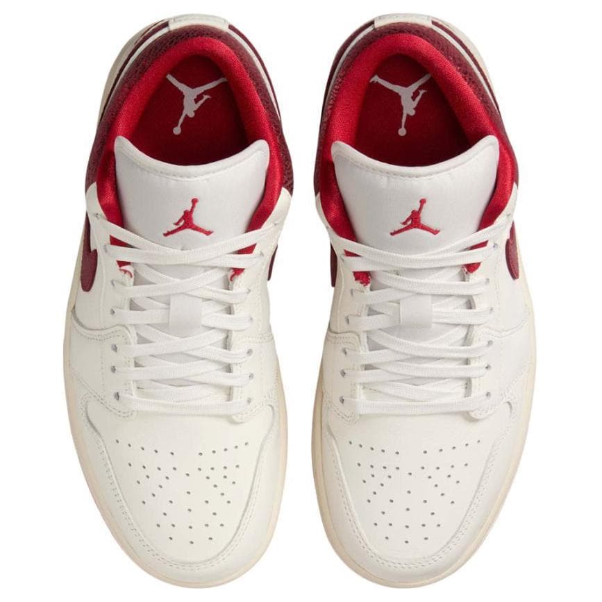 Ретро баскетбольные кроссовки Jordan Air Jordan 1 Противоскользящие Износостойкие Низкие Баскетбольные Кроссовки Женские Белые Красные - изображение 3