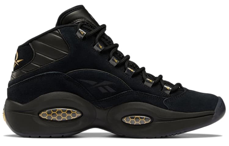 Ретро баскетбольные кроссовки Reebok Question Mid Black Gold - изображение 2