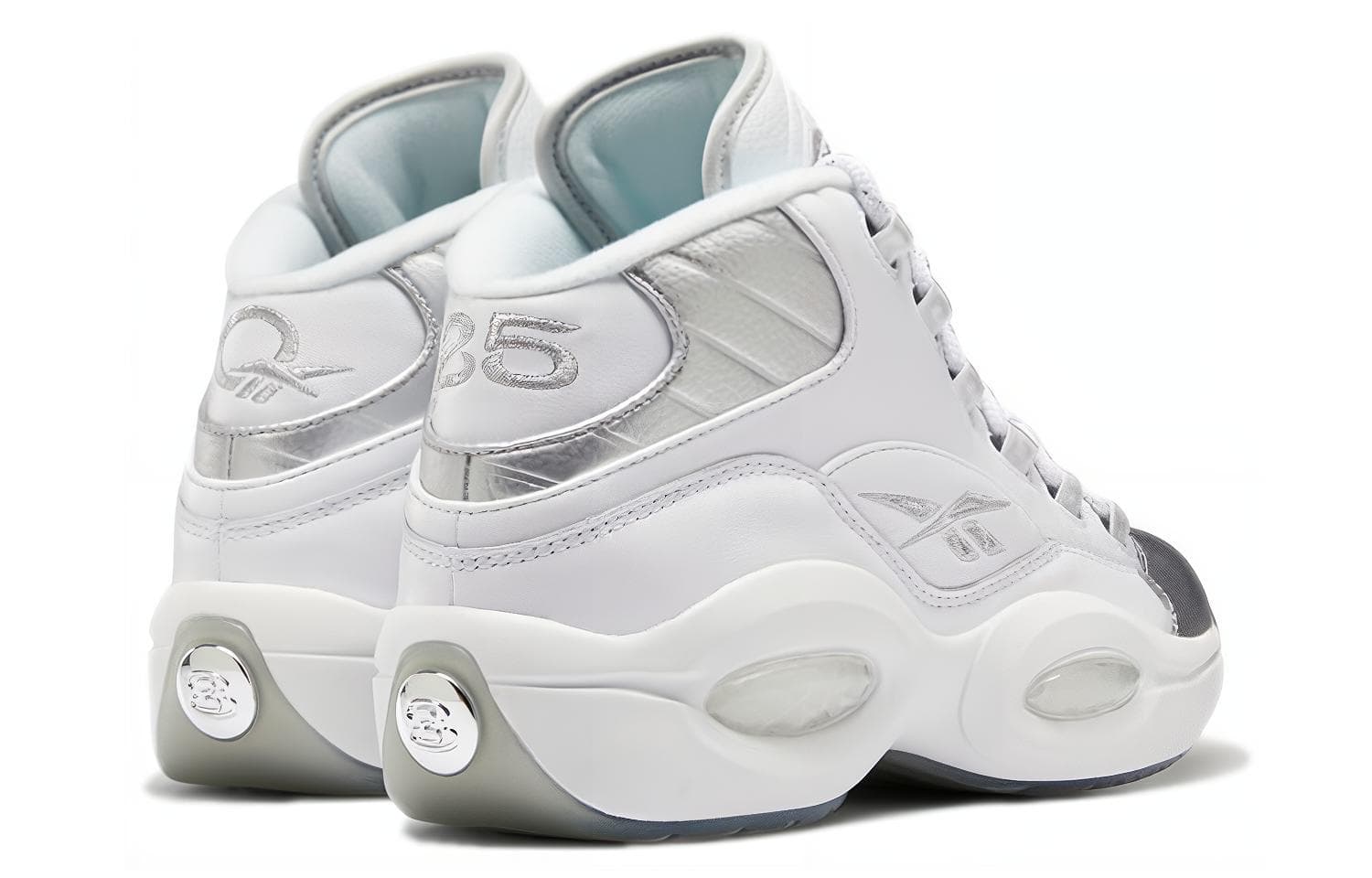Ретро баскетбольные кроссовки Reebok Question Mid "25th Anniversary" White Silver - изображение 4