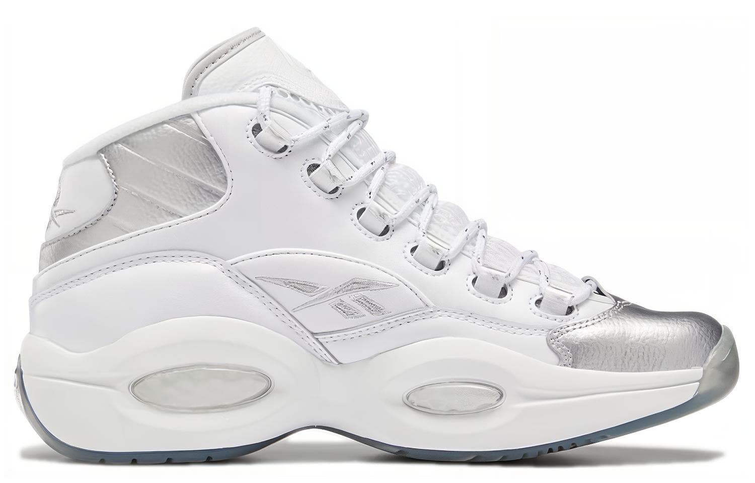 Ретро баскетбольные кроссовки Reebok Question Mid "25th Anniversary" White Silver - изображение 2