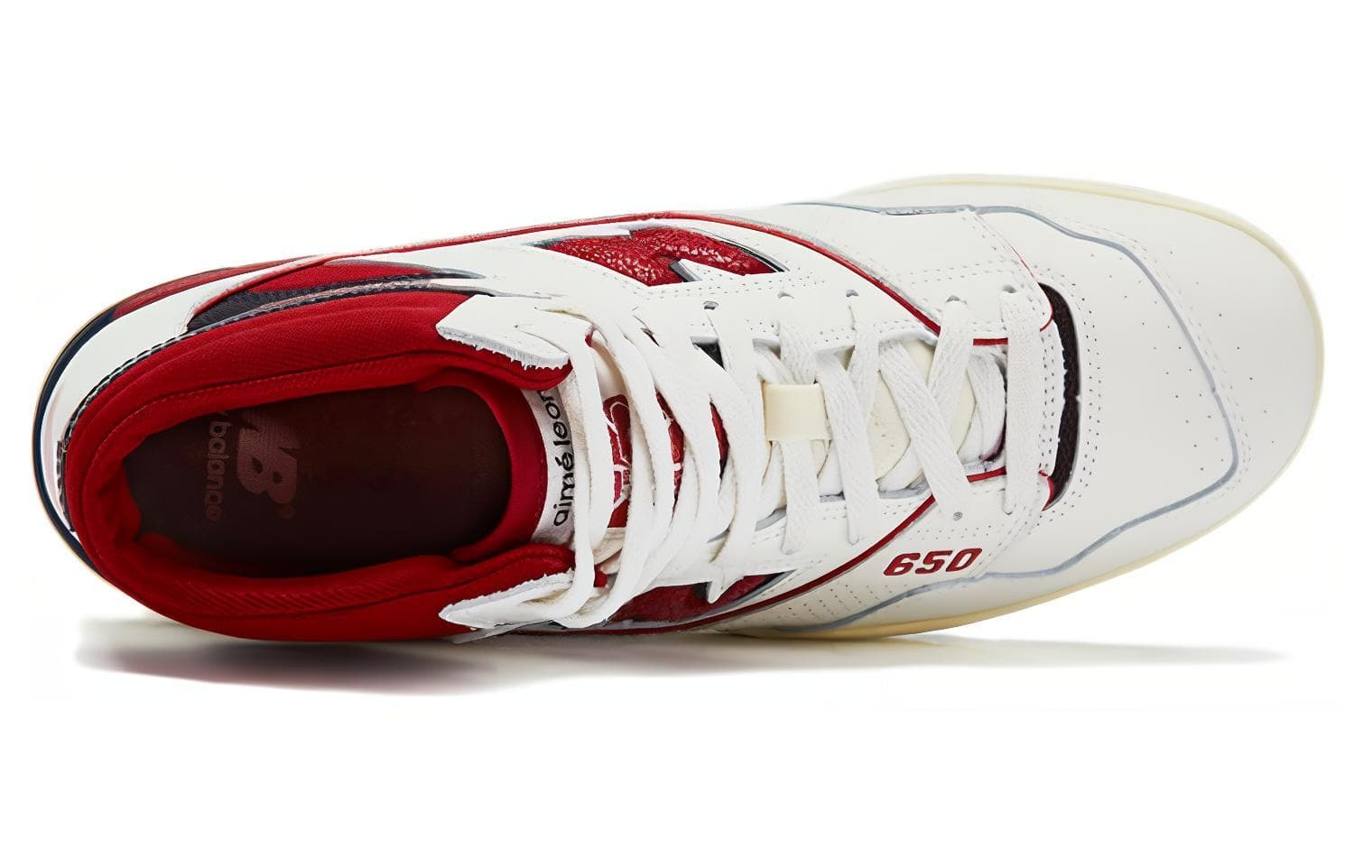 Ретро баскетбольные кроссовки Aimé Leon Dore x New Balance 650 White Red - изображение 4