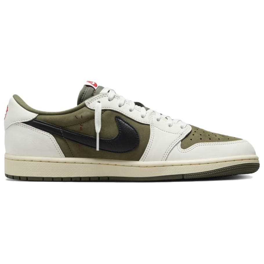 Ретро баскетбольные кроссовки Travis Scott x Air Jordan 1 Low OG "Medium Olive" - изображение 2
