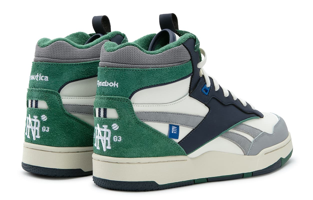 Ретро баскетбольные кроссовки Nautica x Reebok BB 4000 II MID White Green - изображение 3