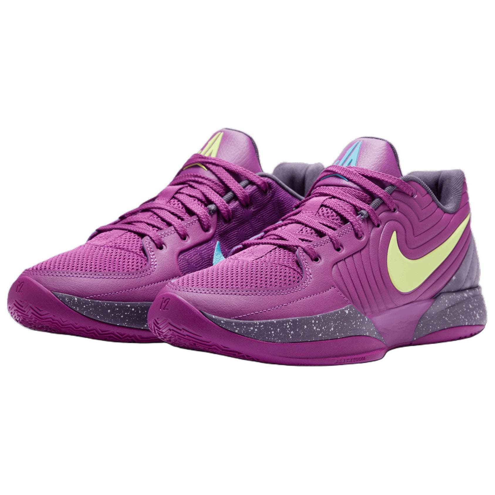 Кроссовки для баскетбола Nike Ja 2 Low Топ Баскетбольные кроссовки Мужские Фиолетовые Желтые Азиатская версия - изображение 12