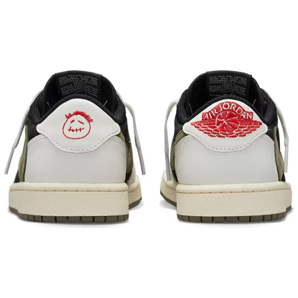 Ретро баскетбольные кроссовки Travis Scott x Air Jordan 1 Low OG "Medium Olive" - изображение 4