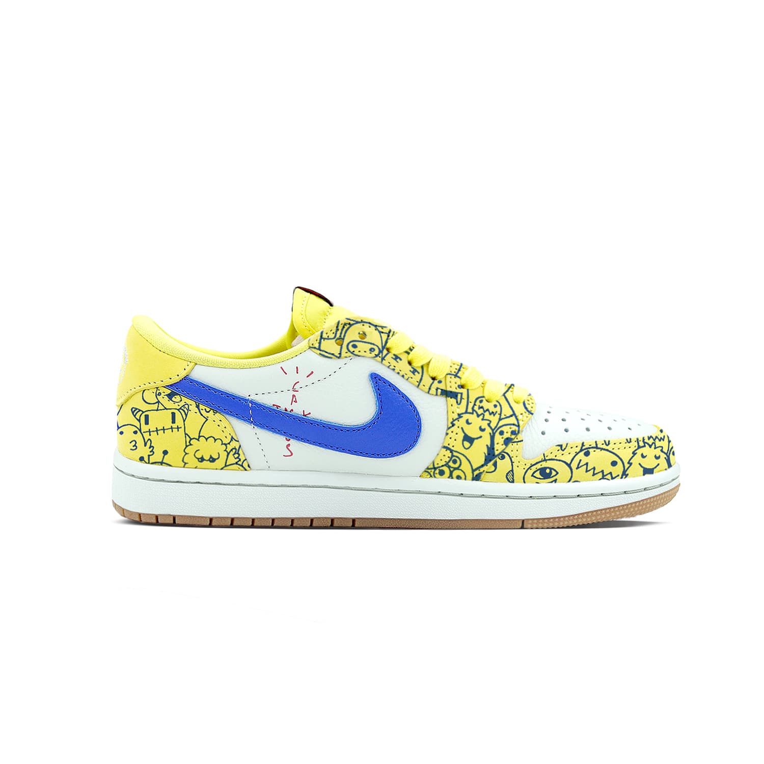 Ретро баскетбольные кроссовки Travis Scott x Air Jordan 1 Low OG "Canary Yellow" - изображение 2
