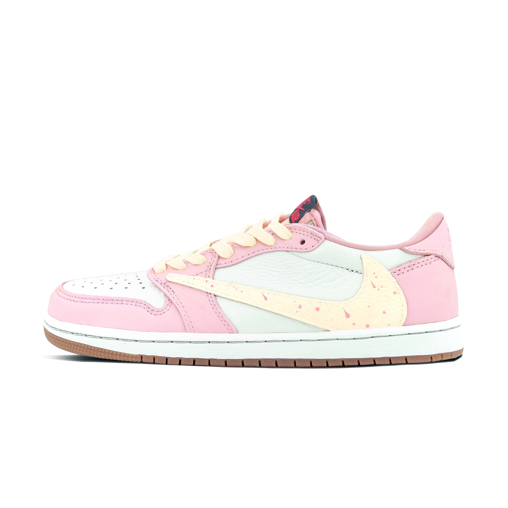 Ретро баскетбольные кроссовки Travis Scott x Air Jordan 1 Low "Reverse Swoosh Pink" - изображение 2