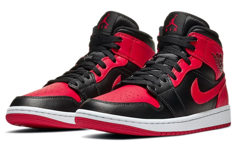Ретро баскетбольные кроссовки Jordan Air Jordan 1 Mid "Red and Black" - изображение 3