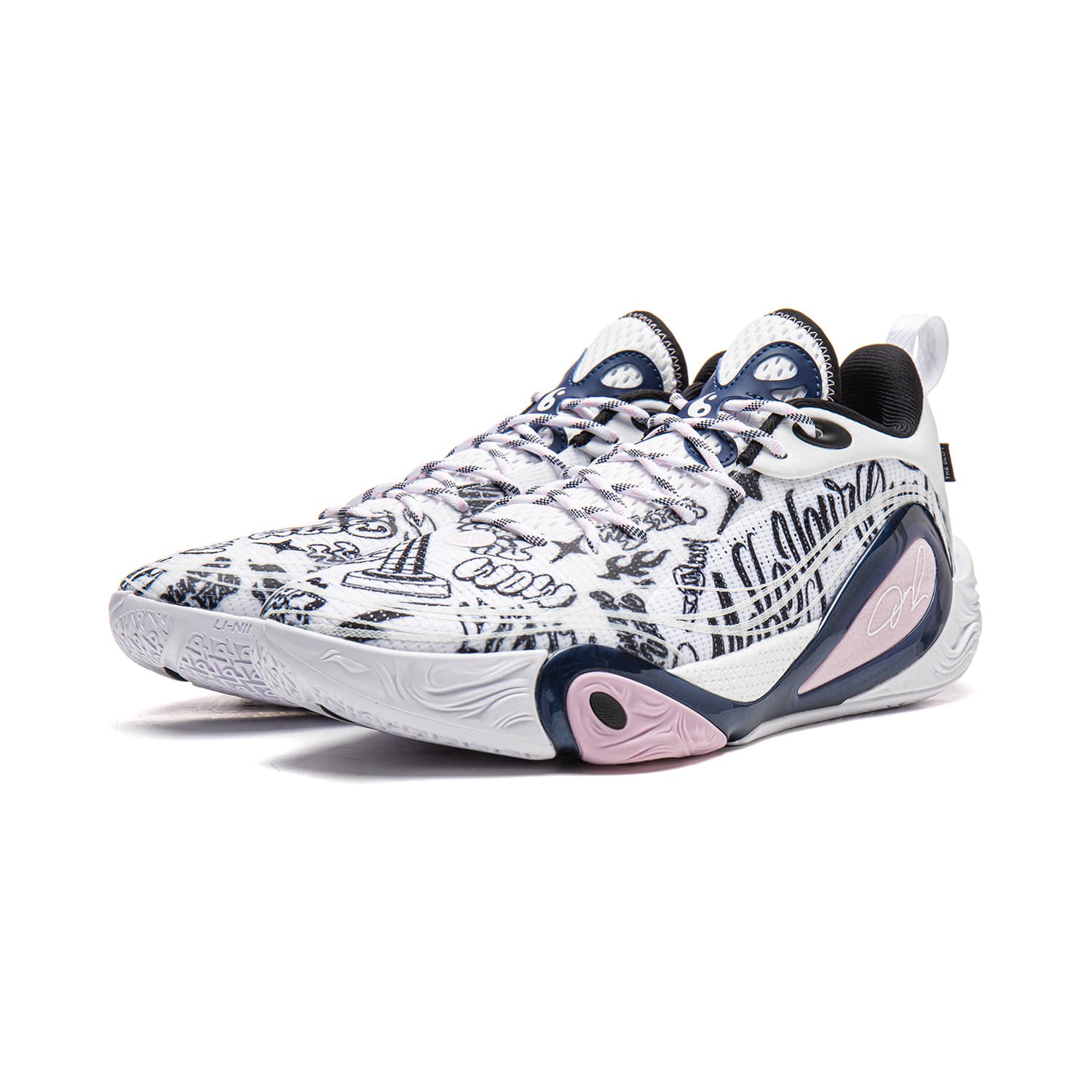 Кроссовки для баскетбола Li NING DLO 1 Амортизация Low Топ Баскетбольные кроссовки Мужской Белый черный - изображение 3