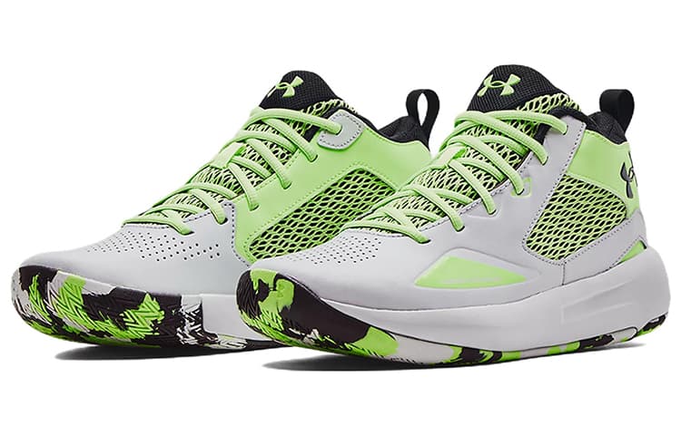 Ретро баскетбольные кроссовки Under Armour Lockdown 5 White Green - изображение 3