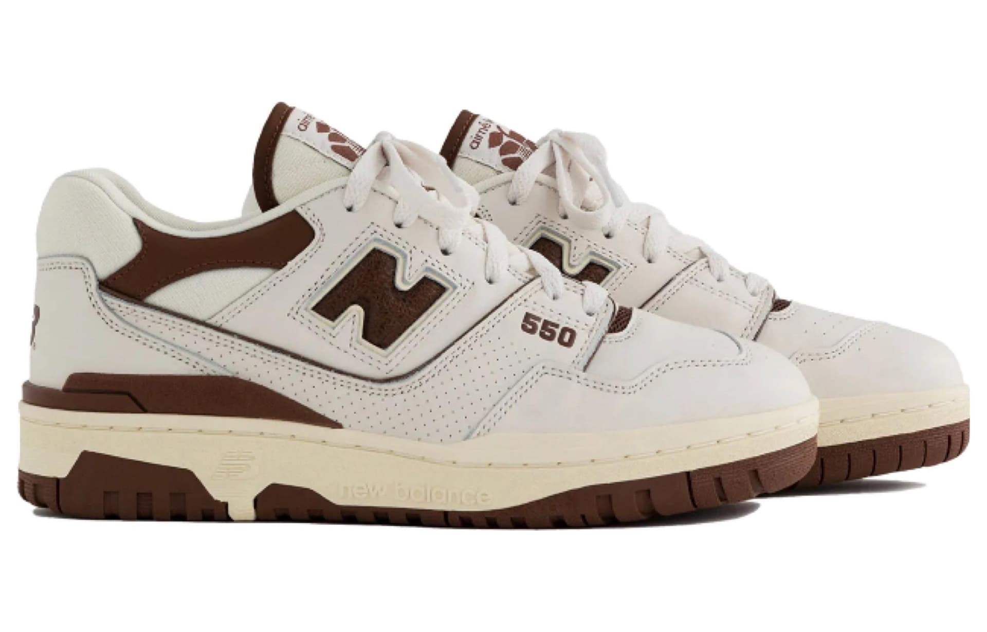 Ретро баскетбольные кроссовки AIME LEON DORE x New Balance 550 White Brown - изображение 4