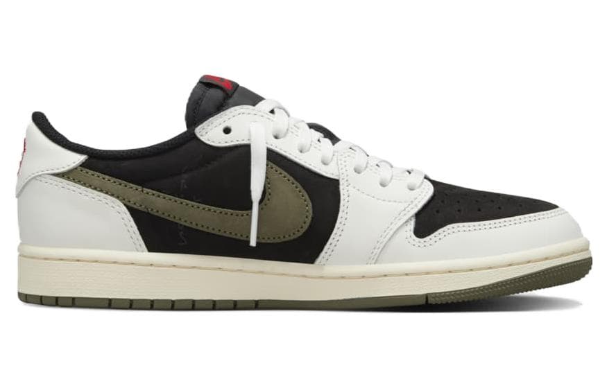 Ретро баскетбольные кроссовки Travis Scott x Air Jordan 1 Low OG "Medium Olive" - изображение 2