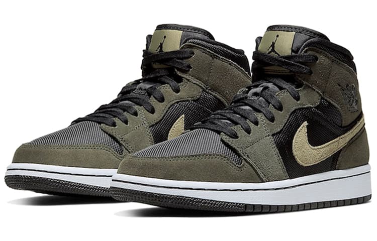 Ретро баскетбольные кроссовки Jordan Air Jordan 1 Mid Olive Green — фото 3