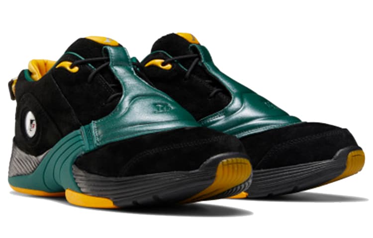 Ретро баскетбольные кроссовки Reebok Answer V Black Green Yellow - изображение 3