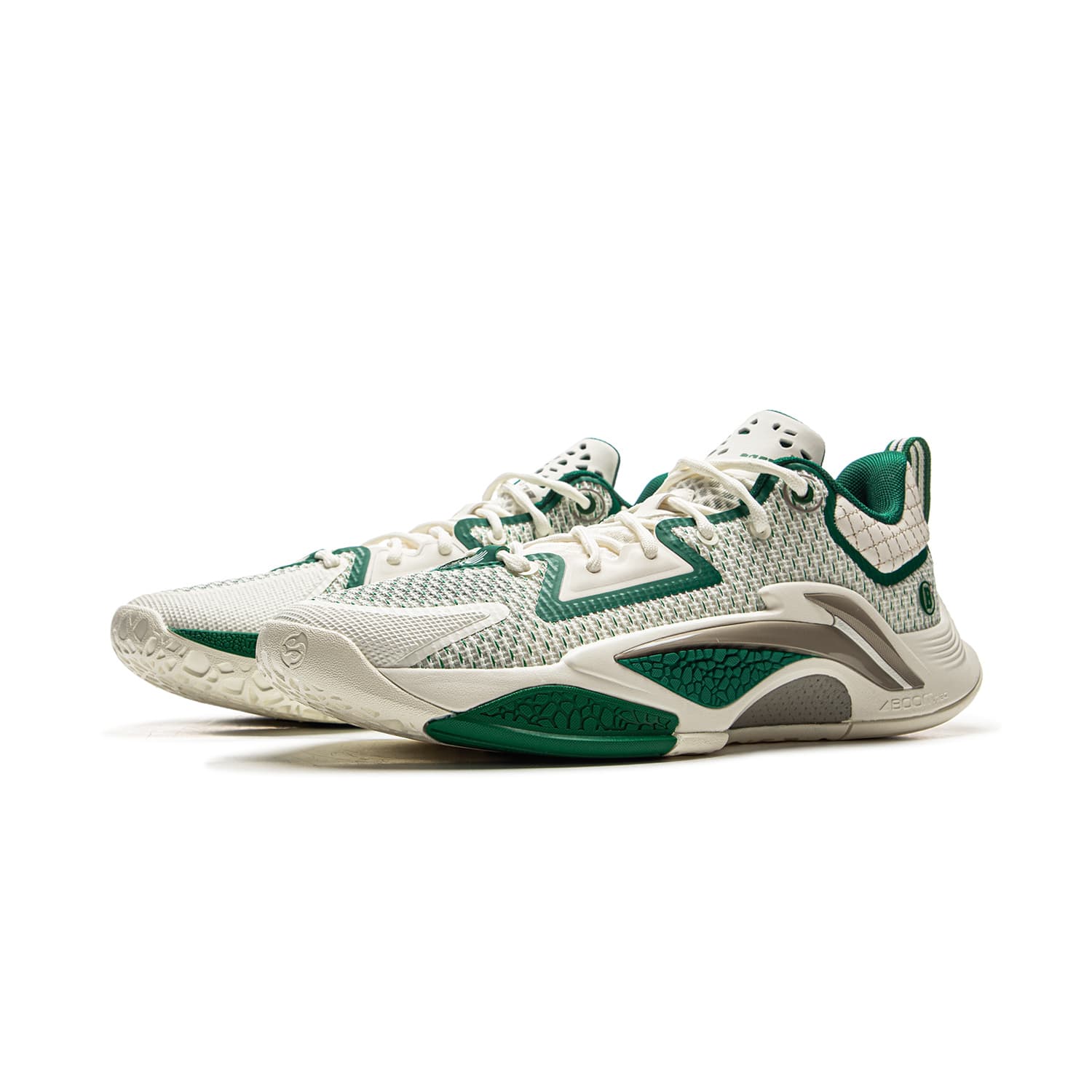 Кроссовки для баскетбола Li-Ning Баскетбольные кроссовки для игры с устойчивостью, амортизацией и покрытием, низкие, мужские, бежево-зеленый - изображение 3