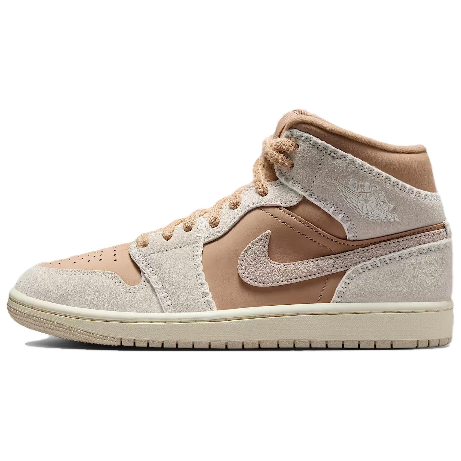 Ретро баскетбольные кроссовки Jordan Air Jordan 1 Mid Light Brown Suede