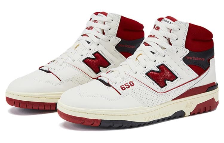Ретро баскетбольные кроссовки Aimé Leon Dore x New Balance 650 White Red - изображение 3