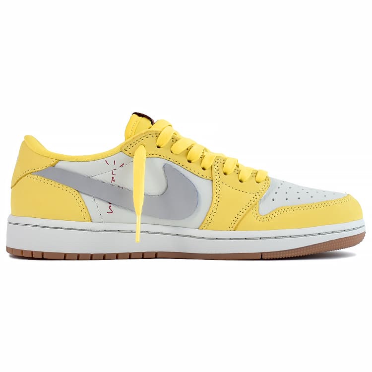 Ретро баскетбольные кроссовки Travis Scott x Air Jordan 1 Low "Canary Yellow" - изображение 2