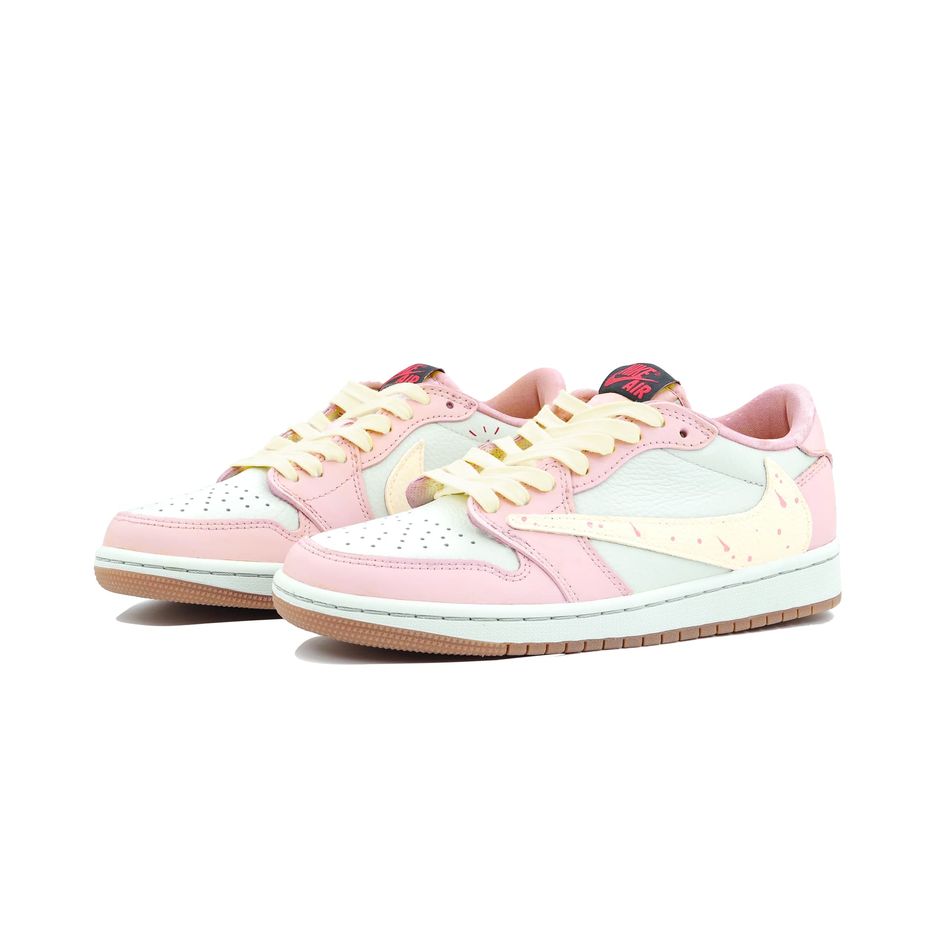Ретро баскетбольные кроссовки Travis Scott x Air Jordan 1 Low "Reverse Swoosh Pink" - изображение 4