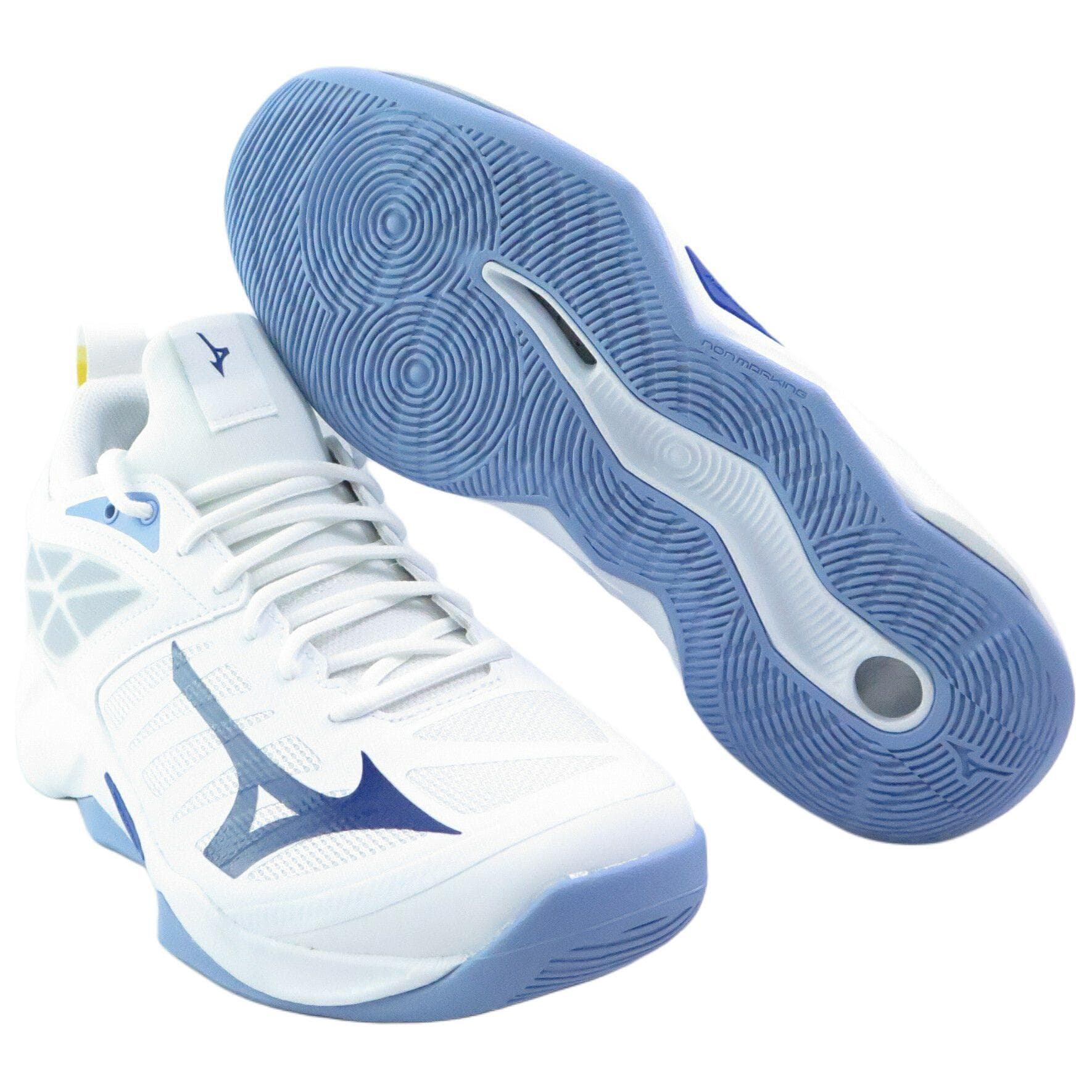 Кроссовки для спортзала Mizuno Wave Dimension противоскользящие устойчивые к истиранию низкие унисекс тренировочные кроссовки белый и синий - изображение 4