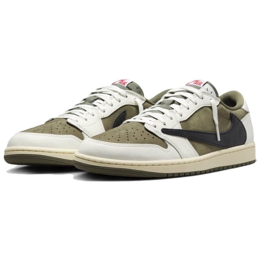Ретро баскетбольные кроссовки Travis Scott x Air Jordan 1 Low OG "Medium Olive" - изображение 3