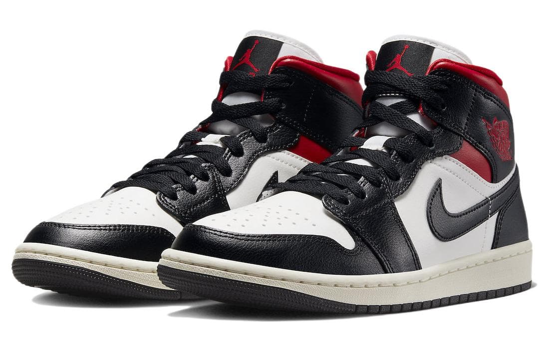Ретро баскетбольные кроссовки Jordan Air Jordan 1 Mid Black White Red - изображение 3