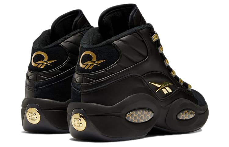 Ретро баскетбольные кроссовки Reebok Question Mid Black Gold - изображение 5