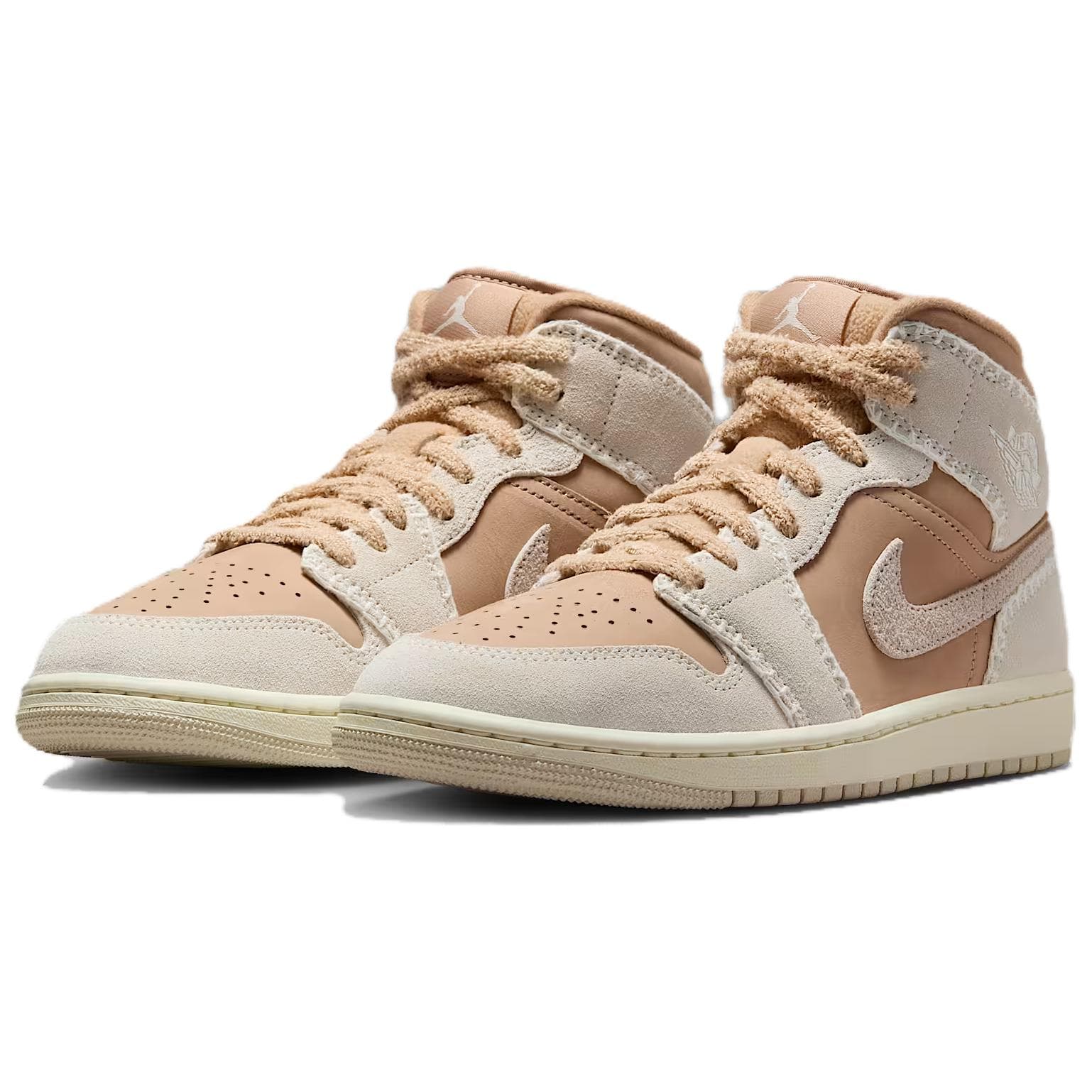 Ретро баскетбольные кроссовки Jordan Air Jordan 1 Mid Light Brown Suede — фото 3